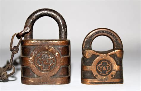 Vintage Brass Padlocks, Yale & Towne Brass Padlocks, Clover Pattern