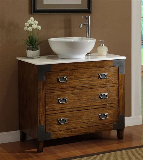 Adelina 36 inch All Wood Construction Vessel Sink Bathroom Vanity ... | Antique bathroom vanity ...