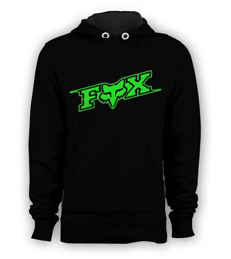 Fox Racing Green Logo Pullover Hoodie Men BMX Skateboard X-Games Sweatshirts Size S to 3XL New Black