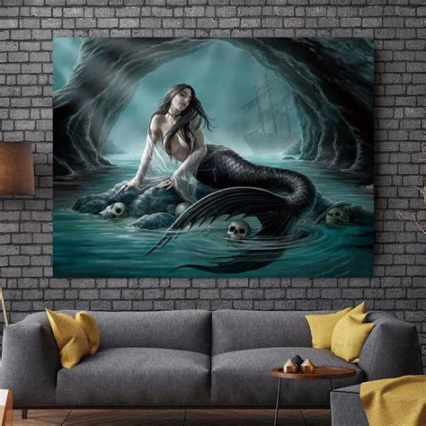 Wall Art Abstract Poster Prints Mermaid Canvas Painting Decorative ...