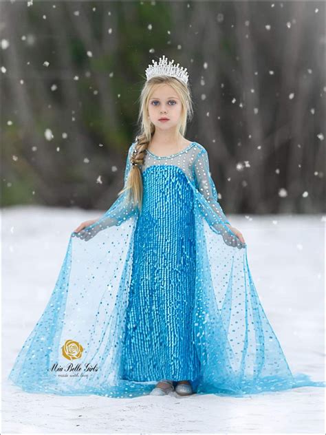 Girls Elsa from Frozen Inspired Halloween Costume Dress | Frozen dress, Halloween costumes for ...