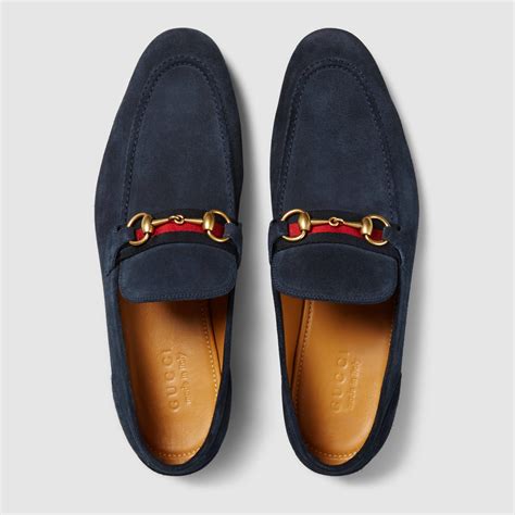 Lyst - Gucci Horsebit Suede Loafer With Web in Blue for Men