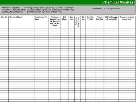 13 Free Sample Chemical Inventory List Templates - Printable Samples