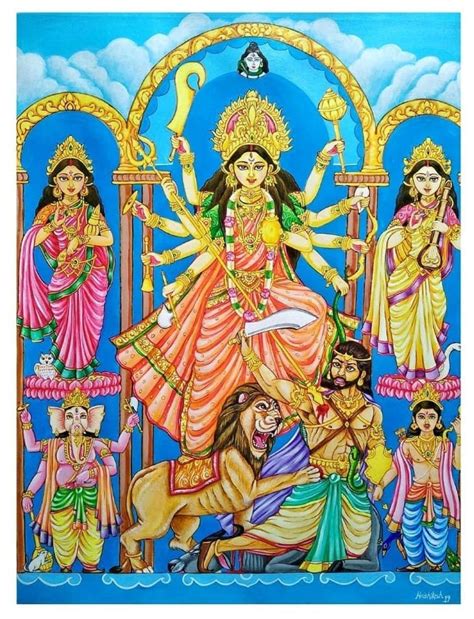 Durga Puja | Durga painting, Shakti goddess, Durga