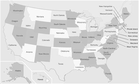 File:Map of USA showing state names greyscale.png - Wikimedia Commons