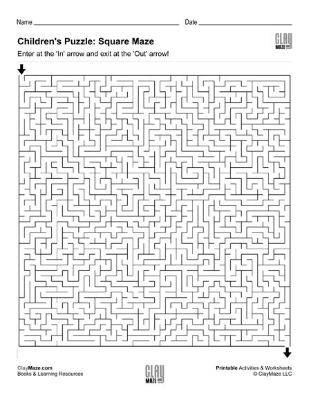 Children’s Puzzle: Square Maze | Homeschool Books, Math Workbooks and Free Printable Worksheets