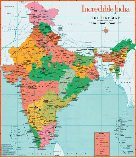 India Tourist Map, India Map for Travel, India Tourist Map with Cities, India Map with Attractions