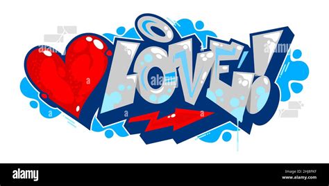 Abstract Isolated Word Love Graffiti Urban Streetart Style Font ...