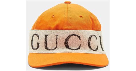 Gucci Cotton Logo Band Baseball Cap In Orange for Men - Lyst