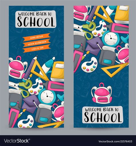 Back to school concept vertical banner template Vector Image