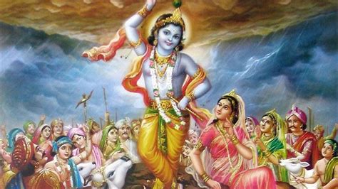 Krishna Photo With Govardhan Parvat God HD Wallpapers