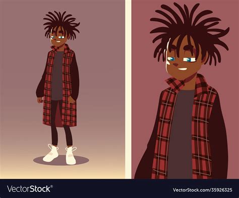 Boy with long dreadlocks fashionable clothes Vector Image