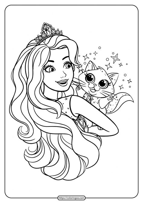 Printable Barbie and Cat Coloring Pages | Barbie coloring pages, Barbie coloring, Cat coloring page