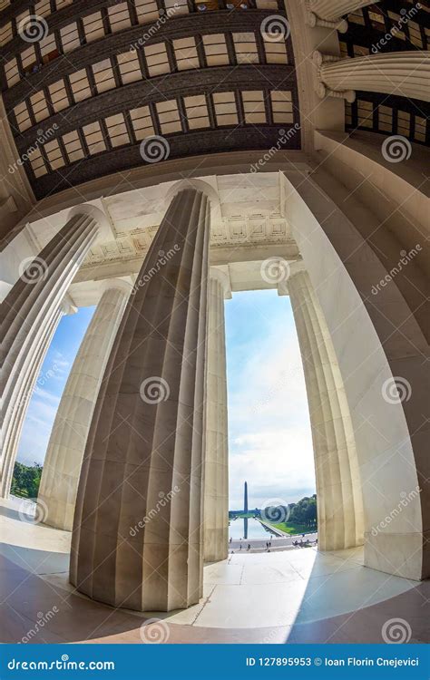 Columns and George Washington Memorial in Background, from Abraham Lincoln Memorial Stock Image ...