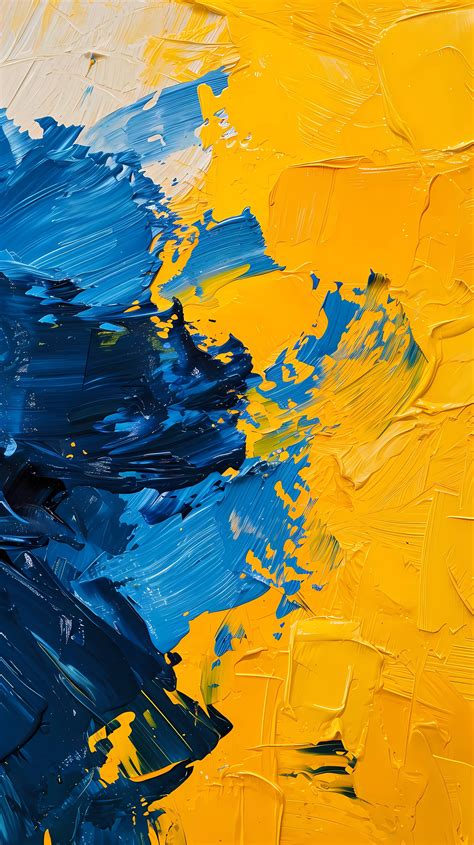 blue and yellow abstract painting, texture painting, oil painting on canvas, palette knife art ...