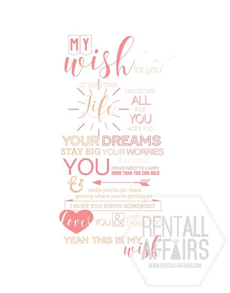 My Wish Lyrics Custom Print | Etsy