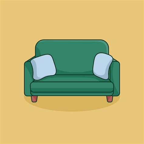 Sofá verde para descansar doodle cartoon | Vector Premium