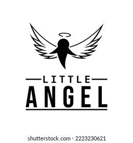 Little Angel Logo Icon Black Silhouette Stock Vector (Royalty Free ...