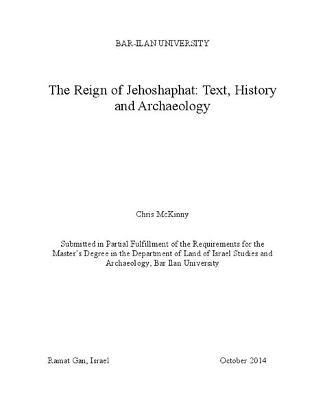 (PDF) Jehoshaphat's Reign: Archaeological and Textual Insights