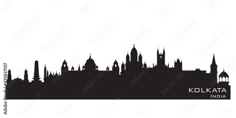 Kolkata India city skyline vector silhouette Stock Vector | Adobe Stock