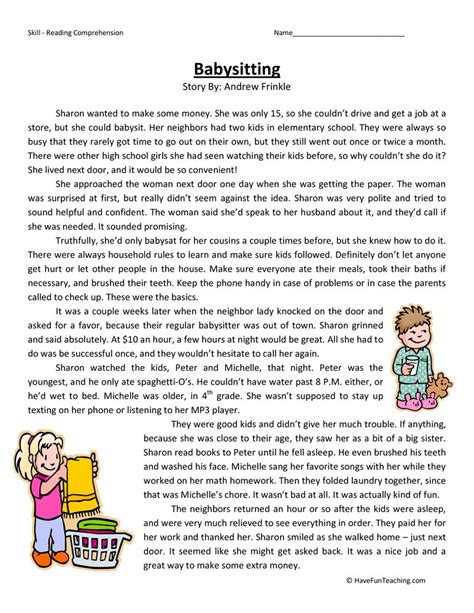 Free Reading Comprehension Worksheets 4th Grade | Try this sheet