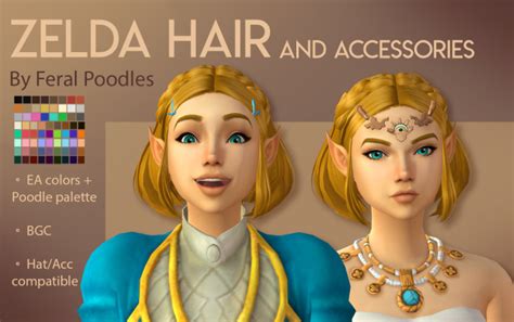 Feral Poodles Sims on Tumblr: Zelda Hair and Accessories - TS4 Maxis ...