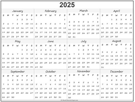 2025 Printable Calendar - Printable Word Searches