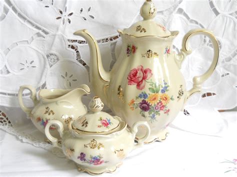 vintage tea set porcelain tea set coffee set pink floral tea