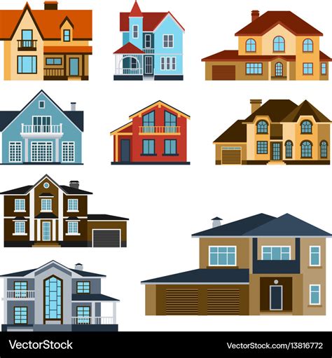 Houses front view building Royalty Free Vector Image