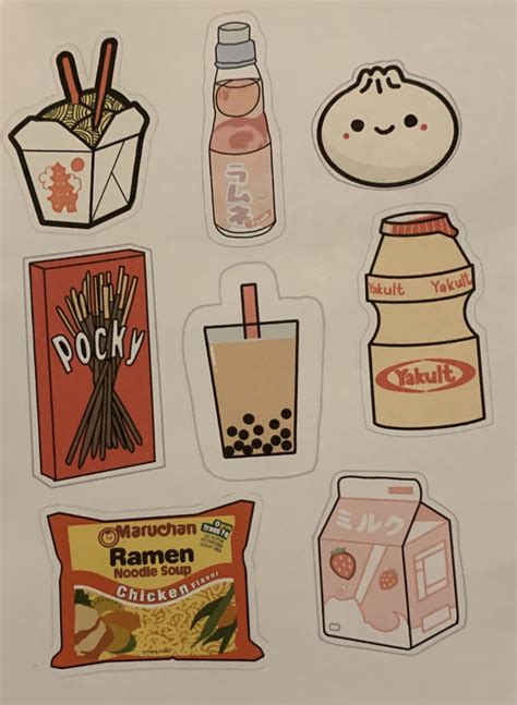 Asian Food Sticker Pack | Etsy | Scrapbook stickers printable, Preppy stickers, Printable stickers