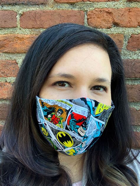 Batman Comic Cotton Fabric Face Mask with elastic tie for | Batman comics, Glitter leather bow ...