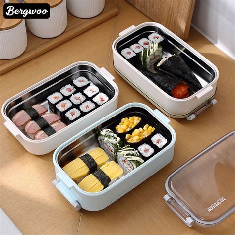 2 Layers Stainless Steel Lunch Box With Handle and Lunchbox Bag Lunch Box for Adult for Girls ...