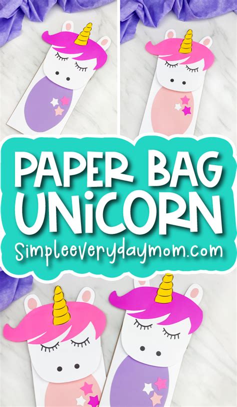 Unicorn Paper Bag Puppet Craft For Kids [Free Template]