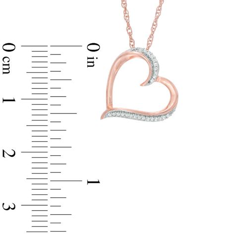 Diamond Accent Tilted Heart in 10K Rose Gold | Heart Necklaces | Necklaces | Zales