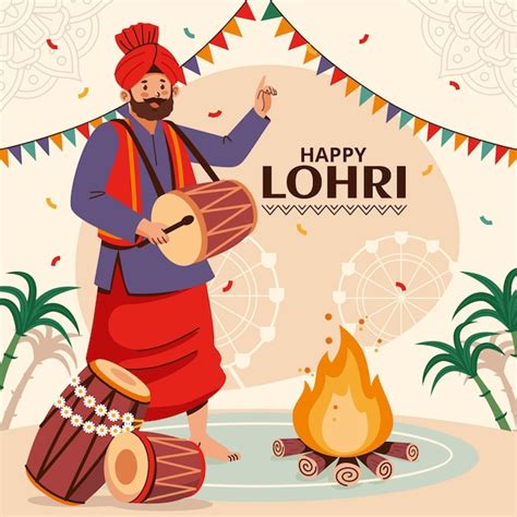 Free Vector | Flat illustration for lohri festival celebration