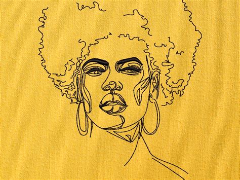 African Woman Machine Embroidery Design Minimalist Hair | Etsy