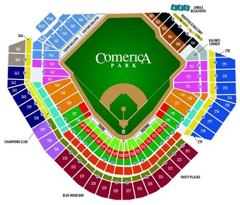 Detroit Tigers MLB Stadium Map Comerica Park Ballpark Map - oggsync.com