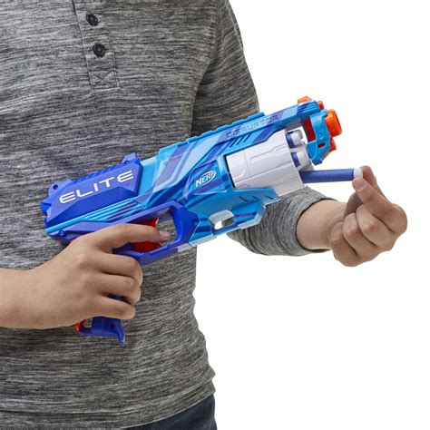 NERF Elite Disruptor Blaster Reflex Blue -- 6-Dart Rotating Drum, 6 Official Elite Darts, Slam ...