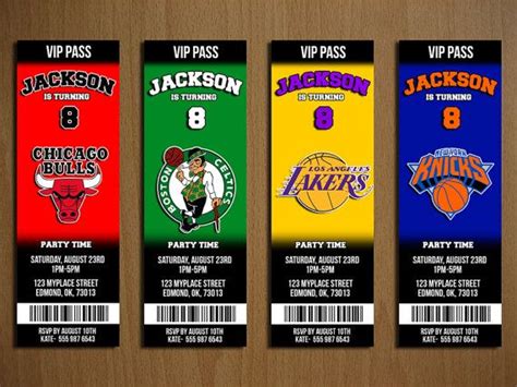 NBA Ticket Style Party Invitation! ALL 30 TEAMS ARE AVAILABLE! Purchase ...