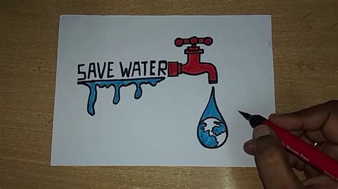 Save water drawing for kids - YouTube