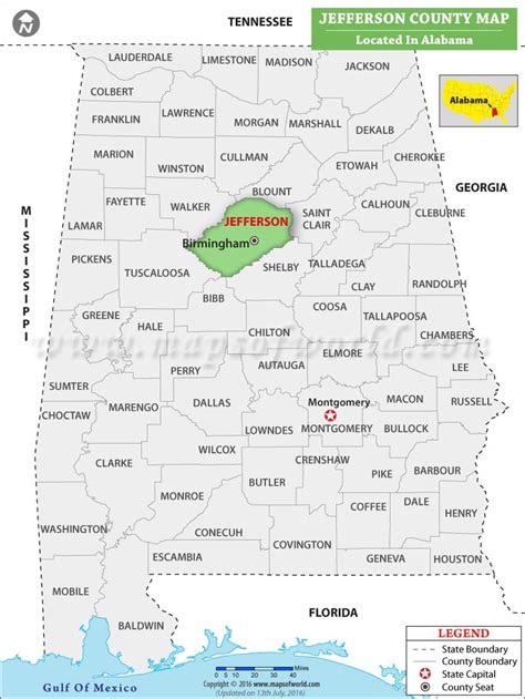 Jefferson County Map, Alabama