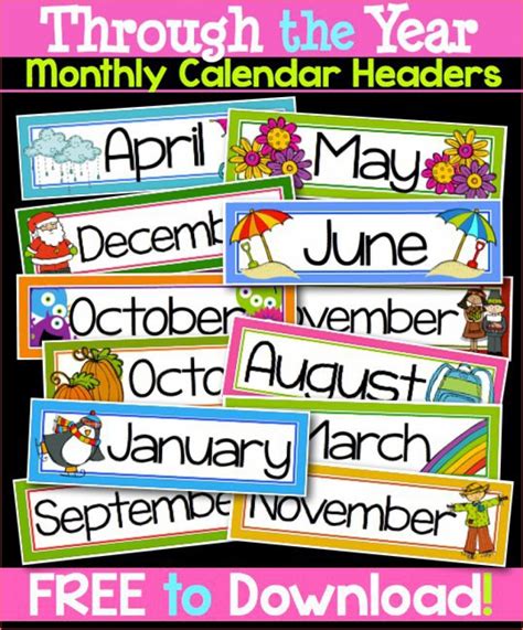 Free Printable Months Of The Year Labels