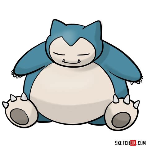 Snorlax Drawing Draw a smaller circle between the upper guideline and ...