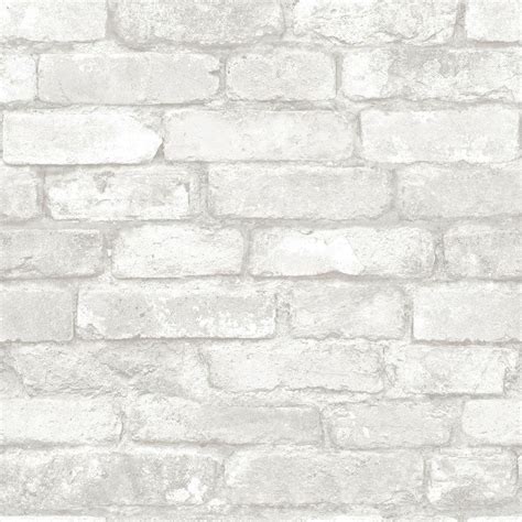 NuWallpaper Grey and White Brick Peel And Stick Wallpaper White Brick Wallpaper, Rustic ...