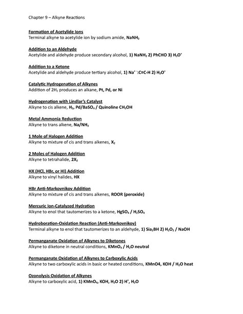 Chapter 9 Alkyne Reactions - Formation of Acetylide Ions Terminal ...