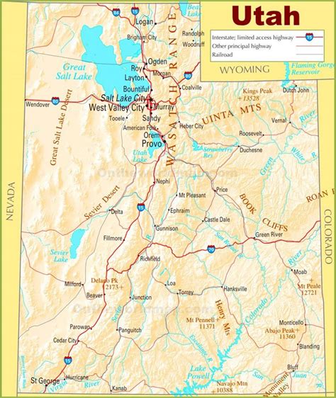 Utah state highway map - Ontheworldmap.com