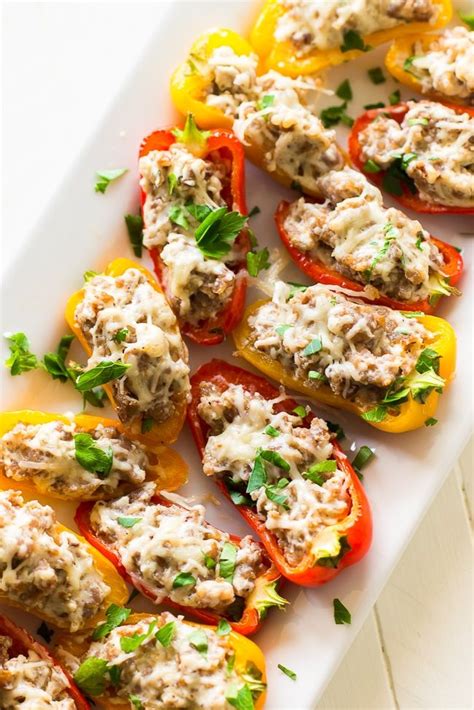 Sausage Stuffed Mini Sweet Peppers Recipe - Game Day Appetizer | Recipe | Stuffed sweet peppers ...