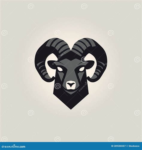 Black and White Ram Head Template with Dark Beige and Gray Style Stock Illustration ...