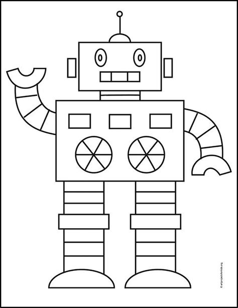 Easy How to Draw a Robot Tutorial and Robot Coloring Page