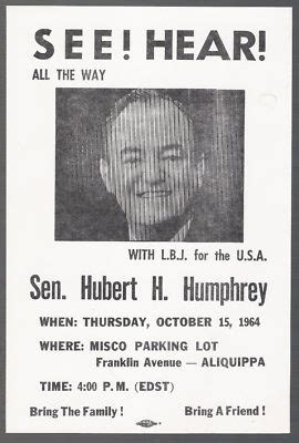 Hubert Humphrey political campaign flyer, 1964 -- Antique Price Guide Details Page